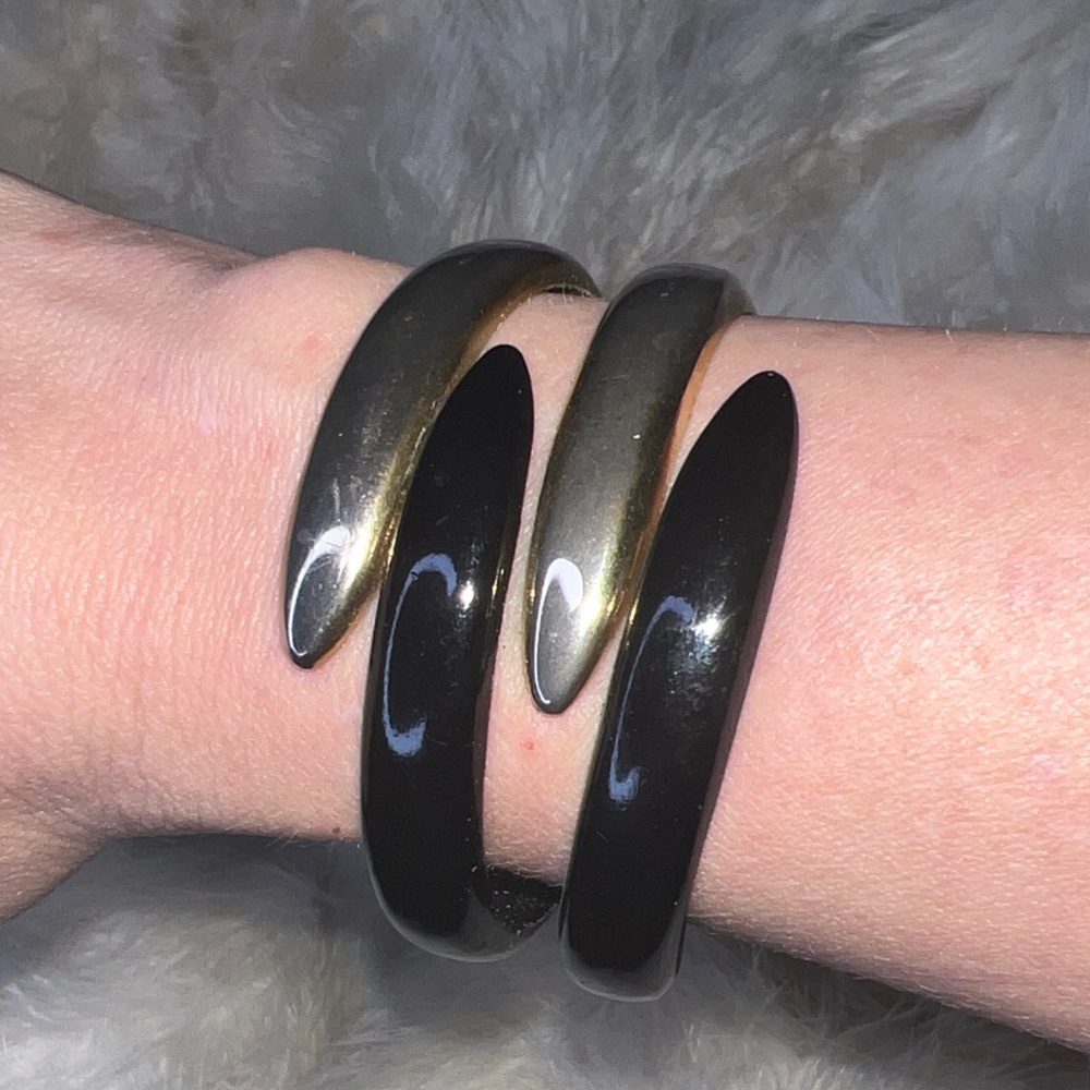 Badass Dragons Claw Edgy Goth Vintage Clasp Gold & Black Statement Cuff Bracelet